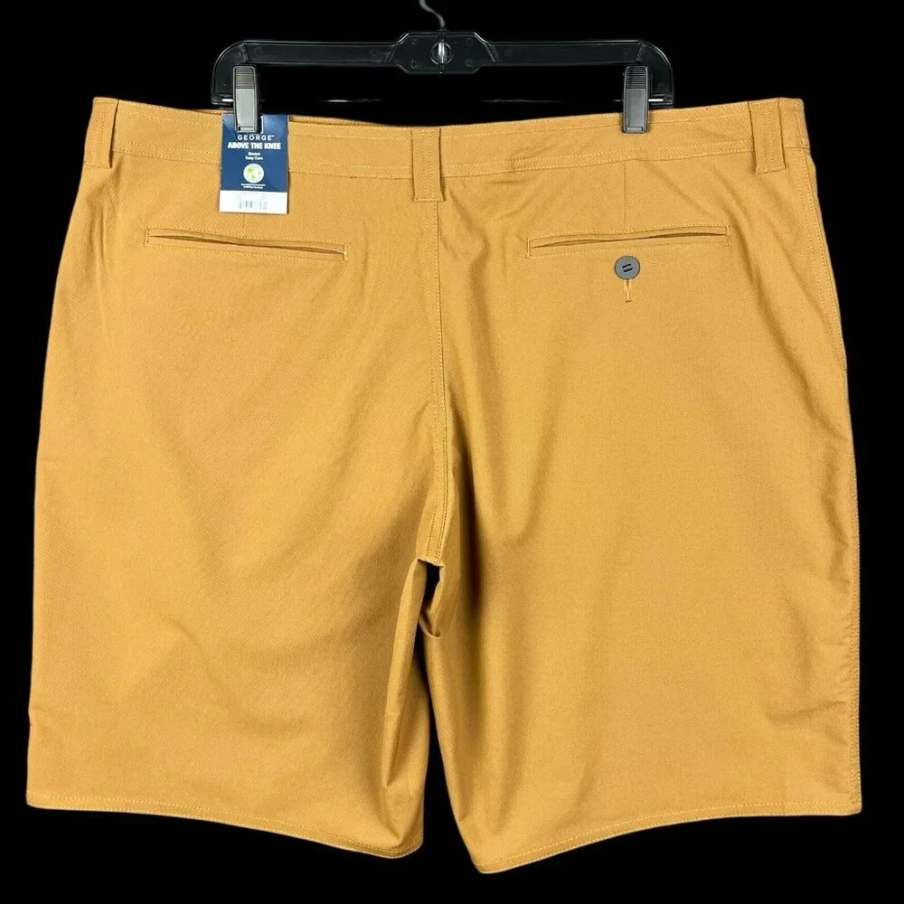 George Mens Flat Front Casual Shorts Size 44X9 Blue & Tan Lot of 2 Mid-rise Fit